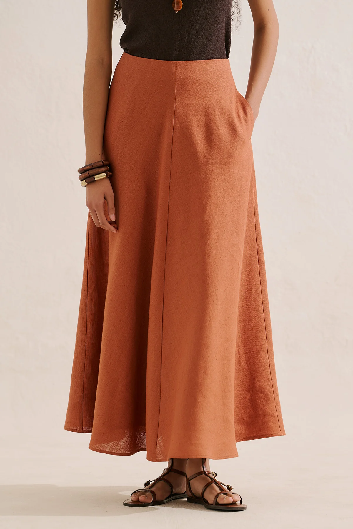 Linen Ruffle Skirt Cinnamon - Image 6