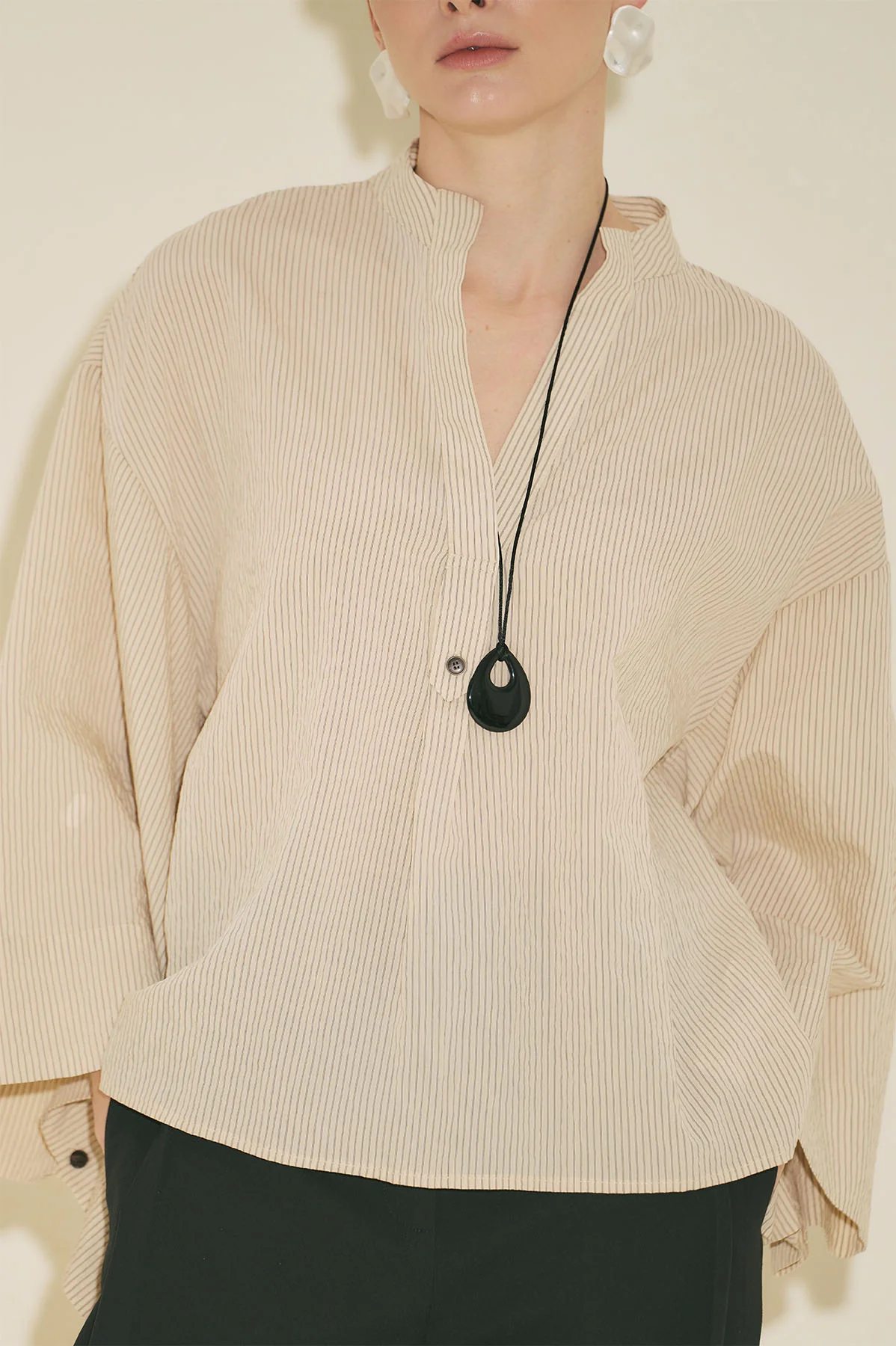 Kimono Sleeve Blouse Ecru Striped - Image 5