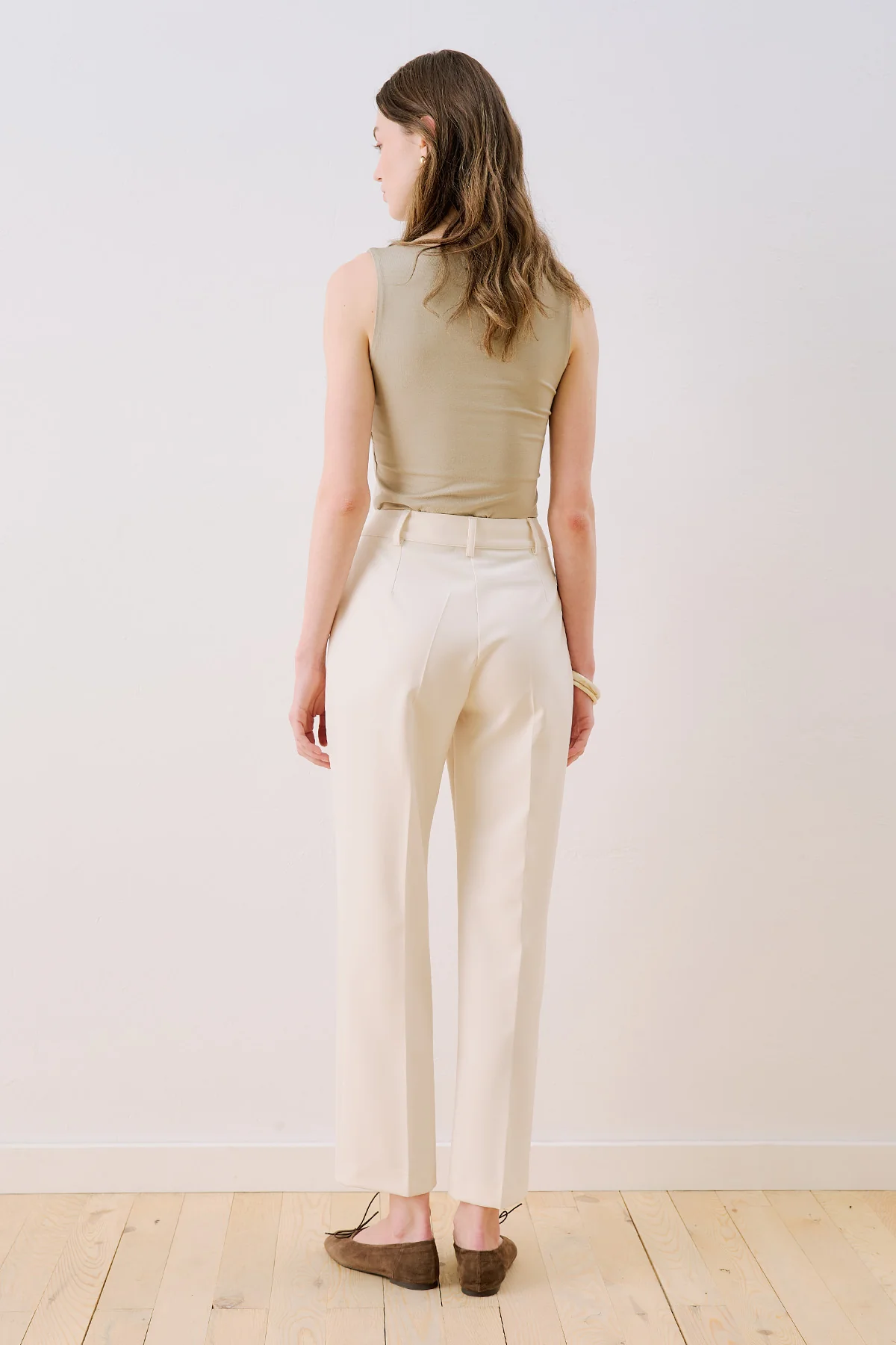 Cropped Straight Trousers Ecru - Image 5