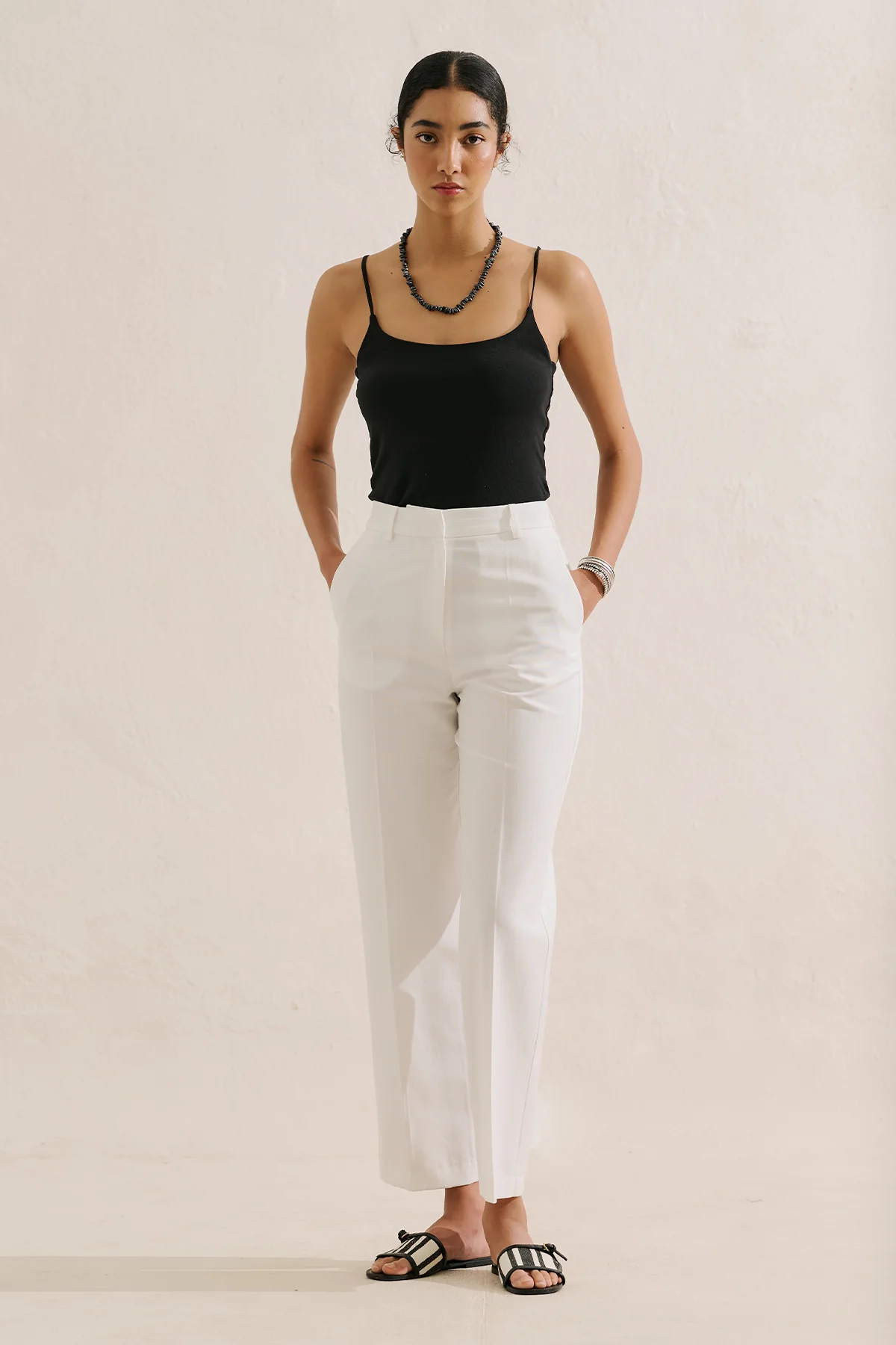 Classic Straight Leg Trousers Ecru