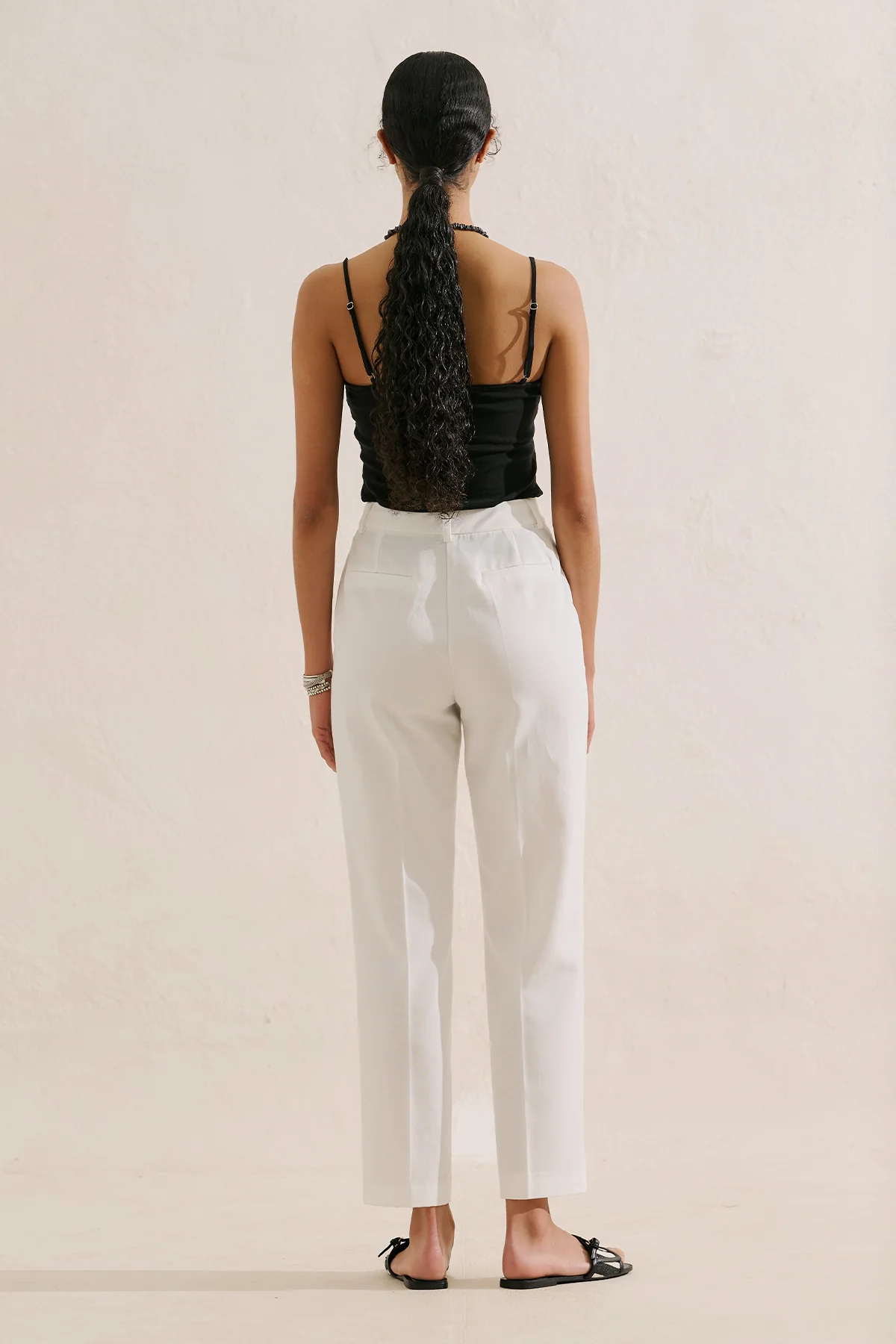 Classic Straight Leg Trousers Ecru - Image 5
