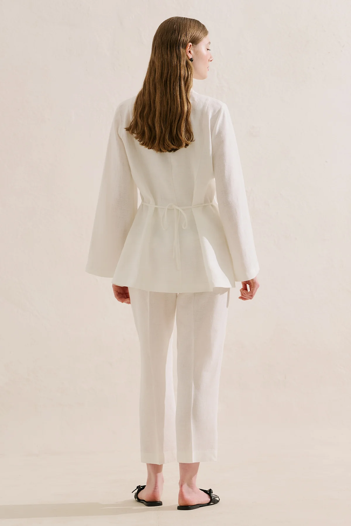 Classic Straight Leg Trousers Ecru - Image 7