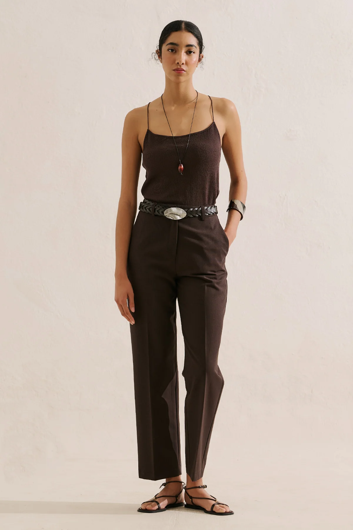 Classic Straight Leg Trousers Brown
