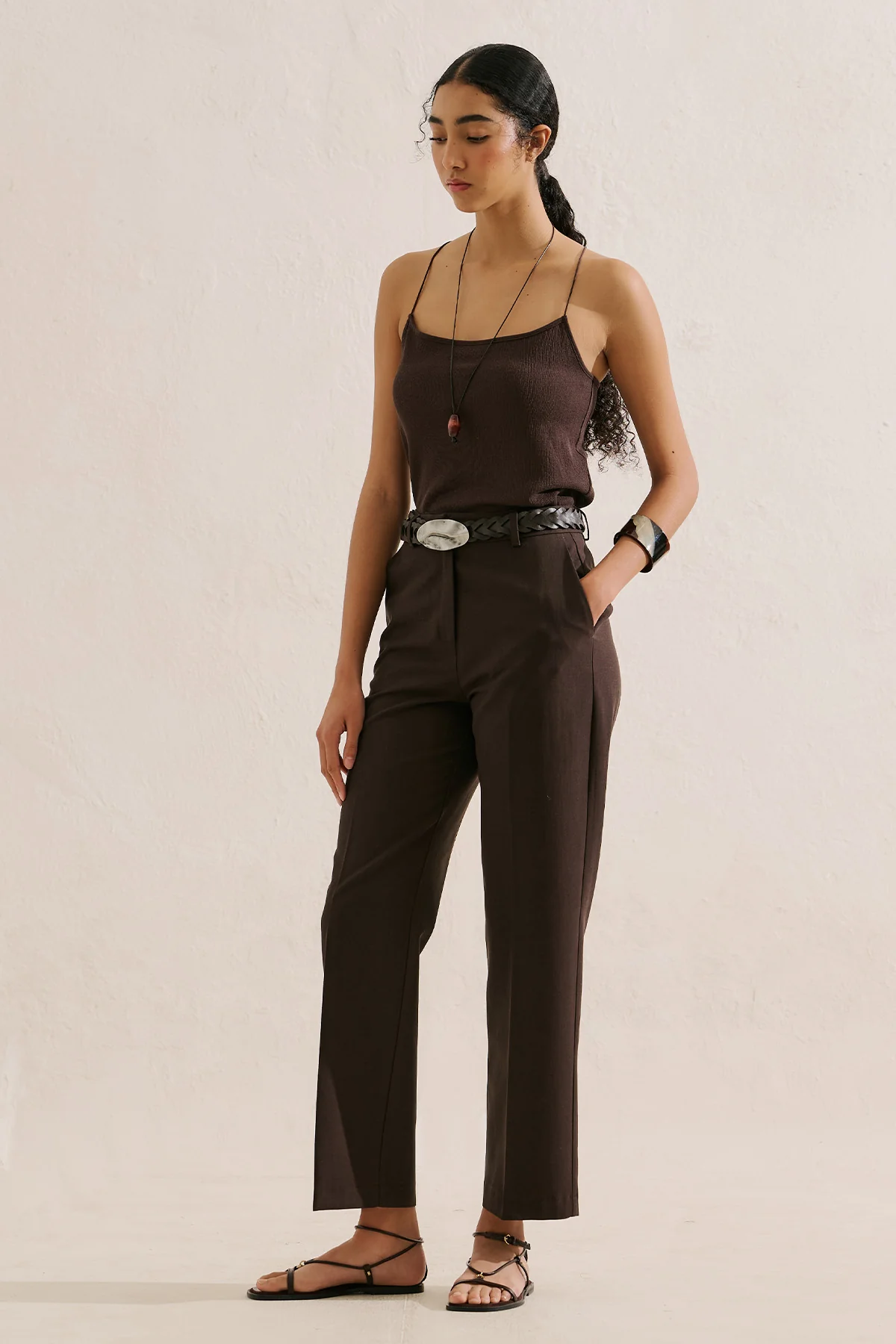Classic Straight Leg Trousers Brown - Image 2