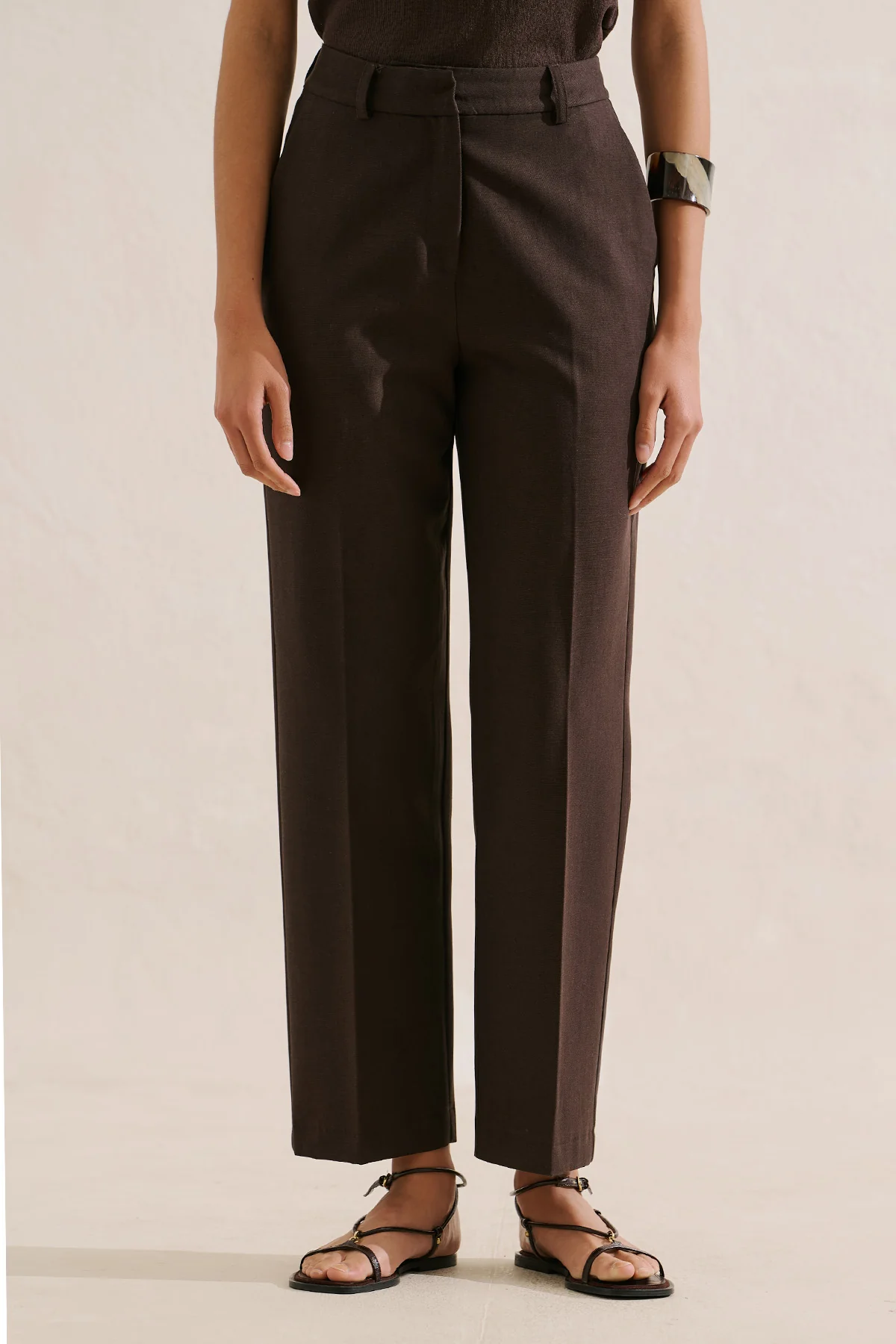 Classic Straight Leg Trousers Brown - Image 3