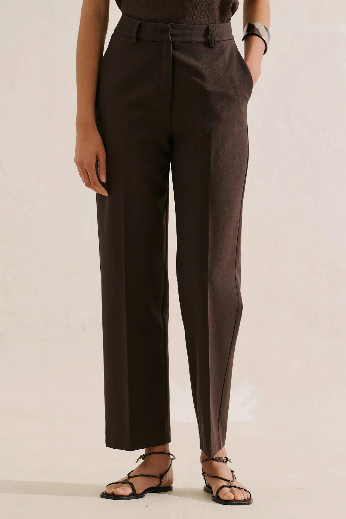 Classic Straight Leg Trousers Brown - Image 4