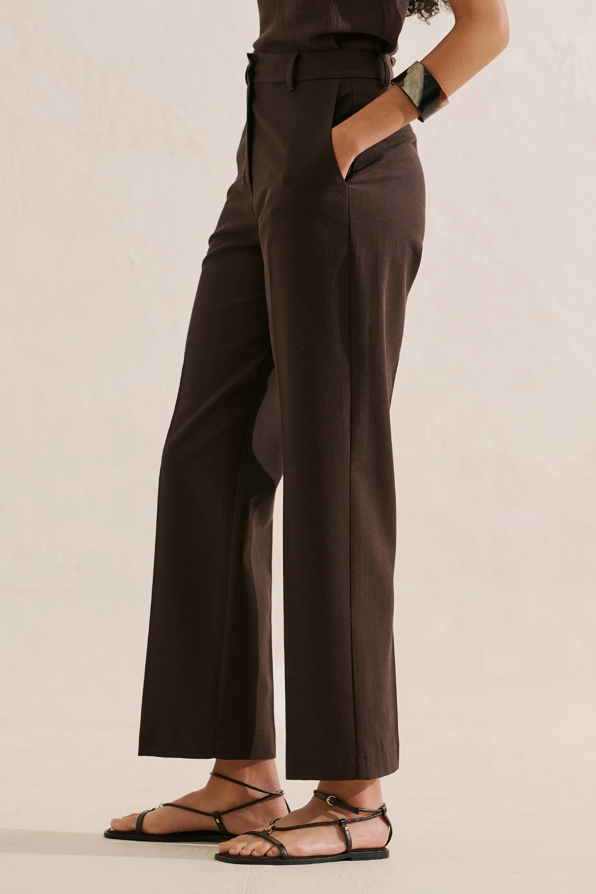Classic Straight Leg Trousers Brown - Image 5