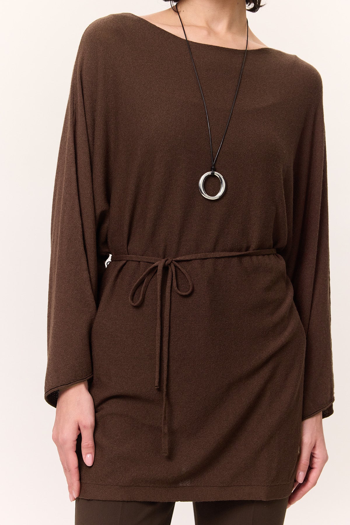 Knit Belted Tunic Brown - Image 4