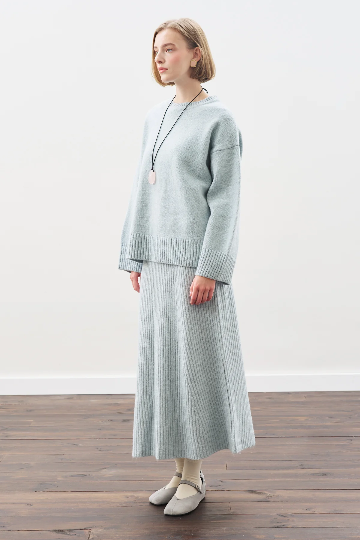Knit Flared Skirt Blue - Image 6