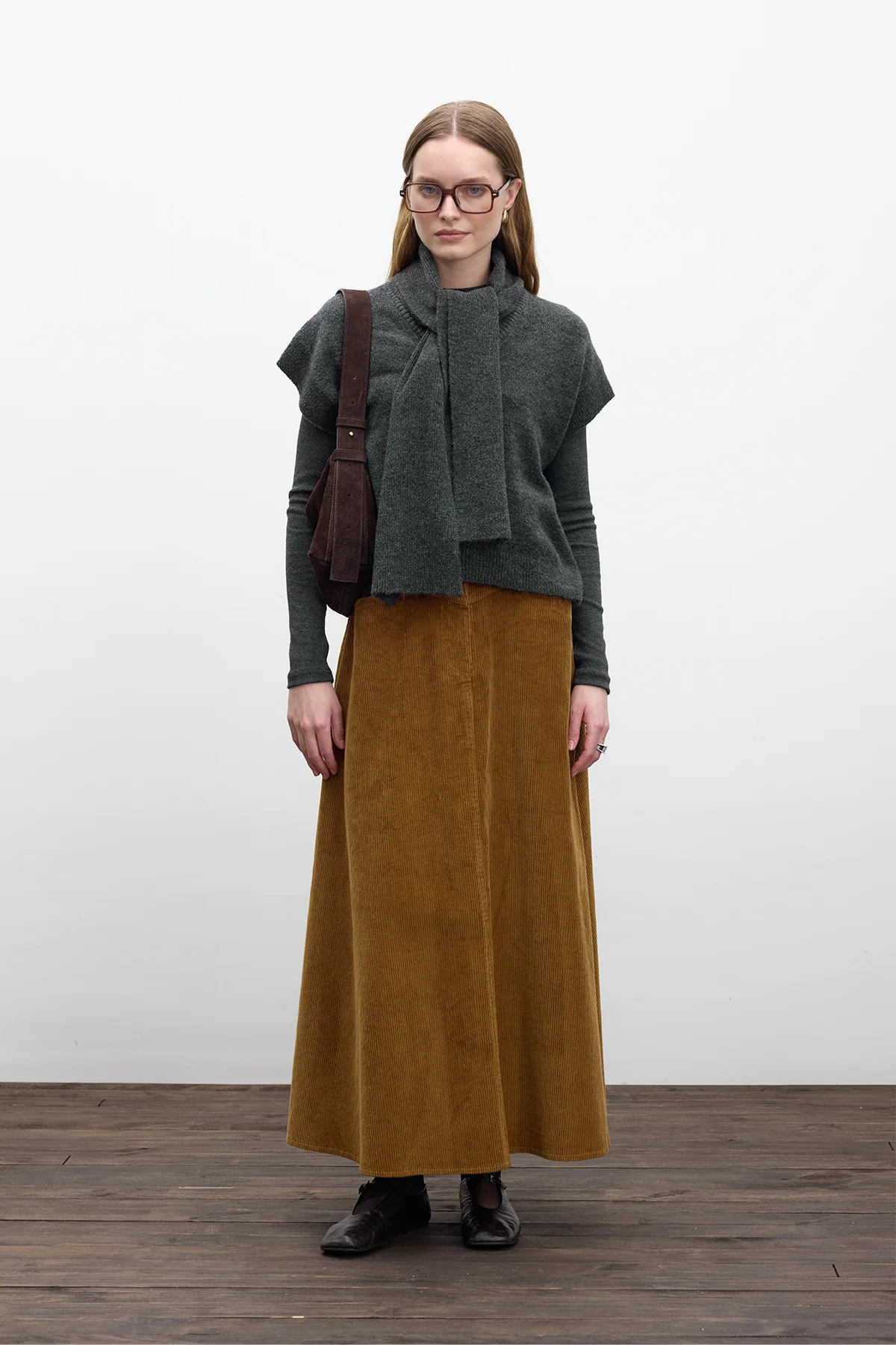 Knit Sweater Vest With Scarf Anthracite - Image 2