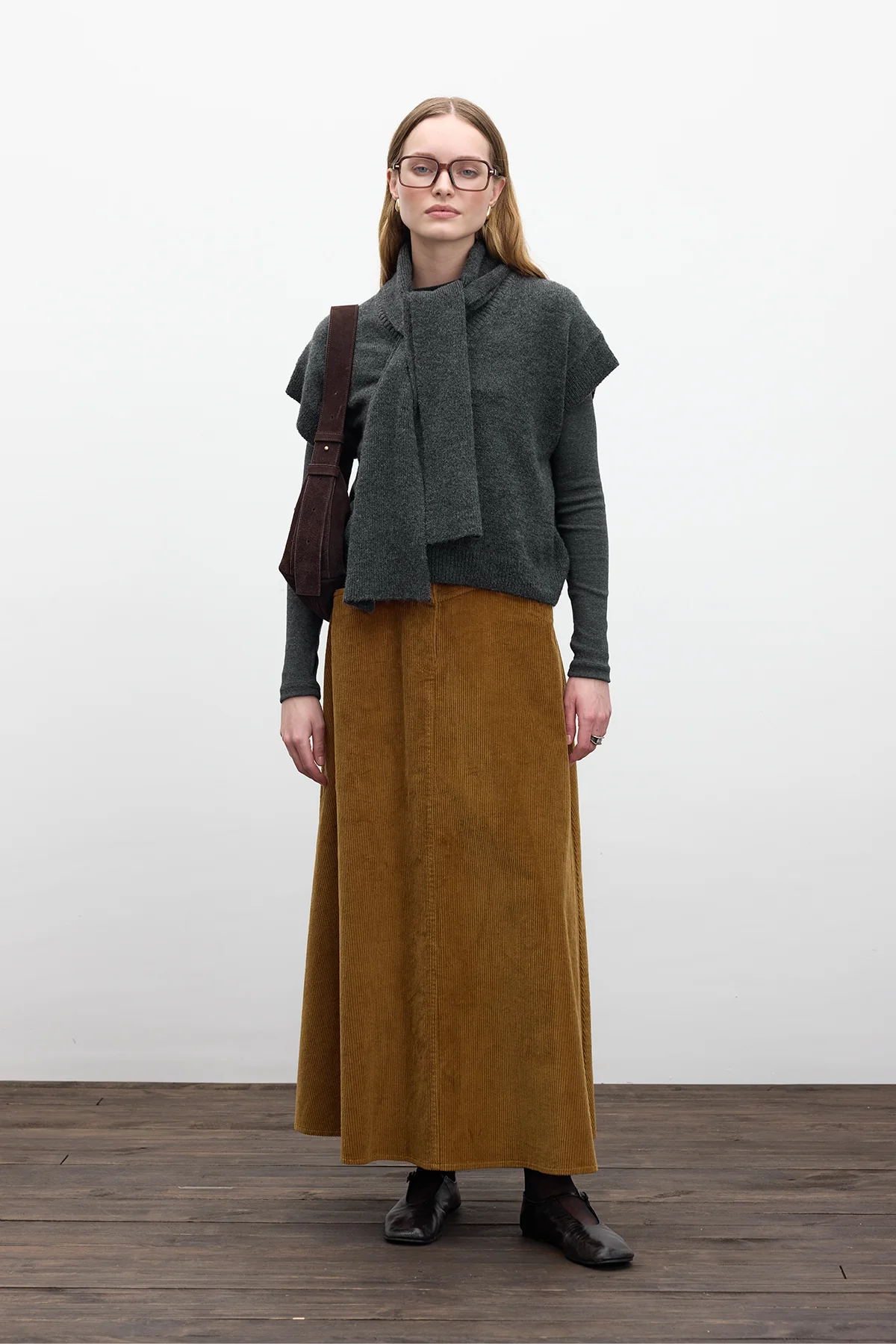 Knit Sweater Vest With Scarf Anthracite - Image 7