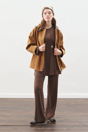 Knotted Trouser Set Brown - Image 3