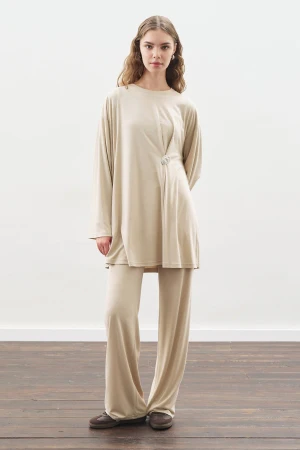 Knotted Trouser Set Stone