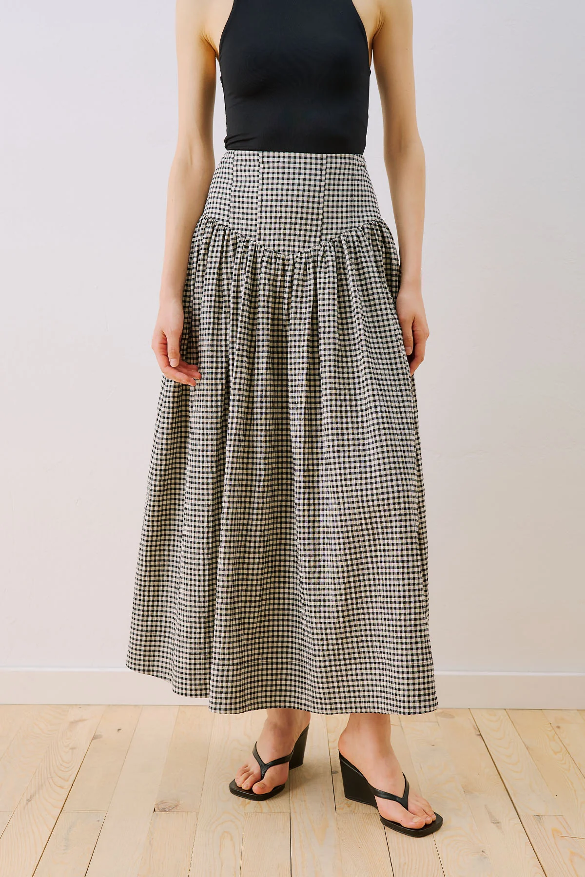 Corset Detail Maxi Skirt Gingham - Image 2