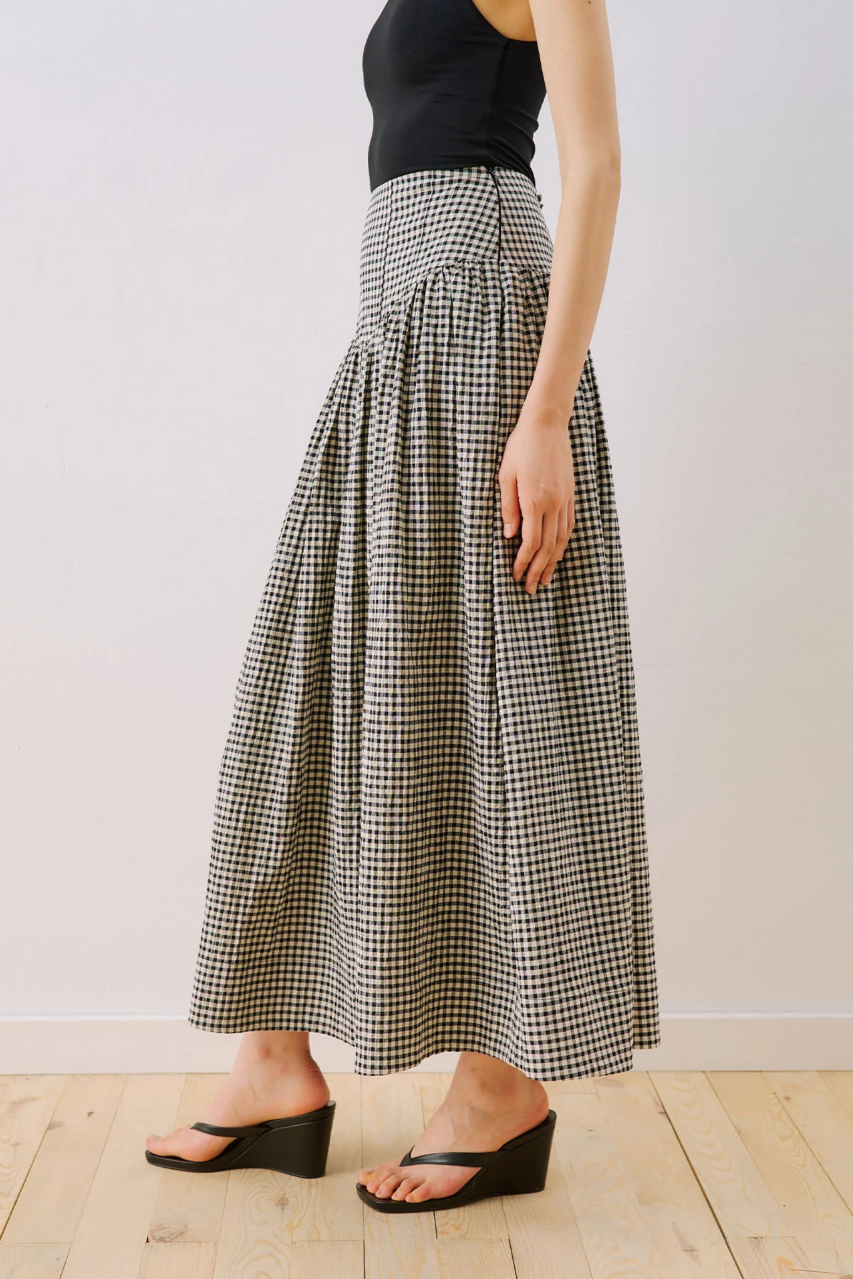 Corset Detail Maxi Skirt Gingham - Image 3