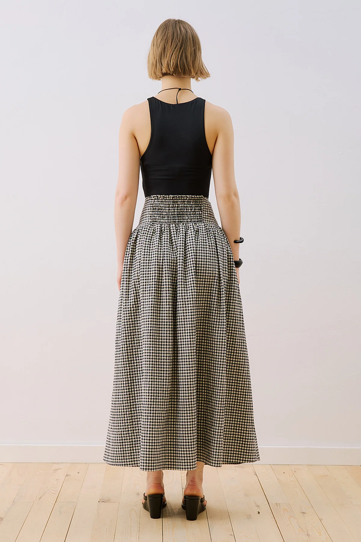 Corset Detail Maxi Skirt Gingham - Image 7