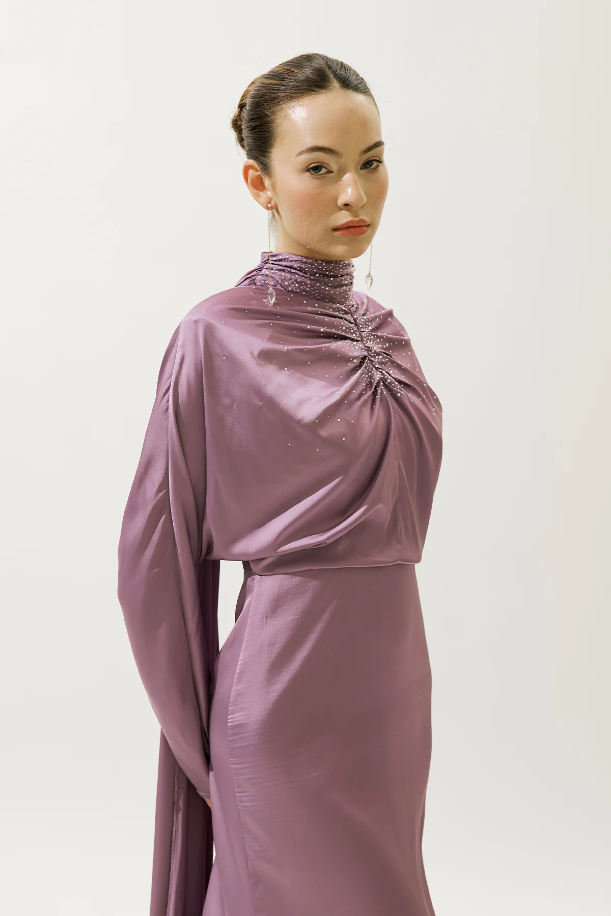 L’Amour Embellished Evening Dress Lilac - Image 3