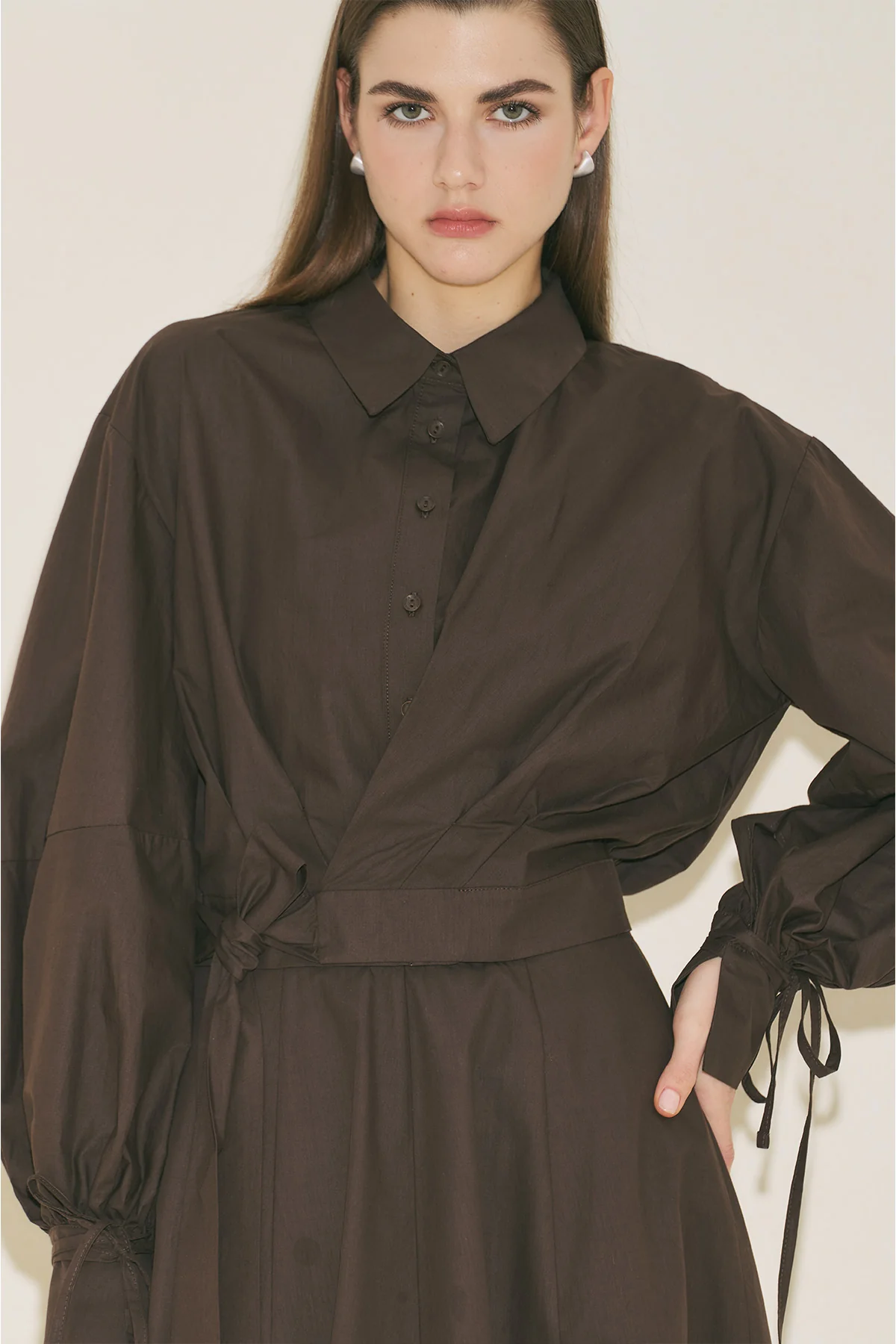 Labeca Tie Front Shirt Brown - Image 5
