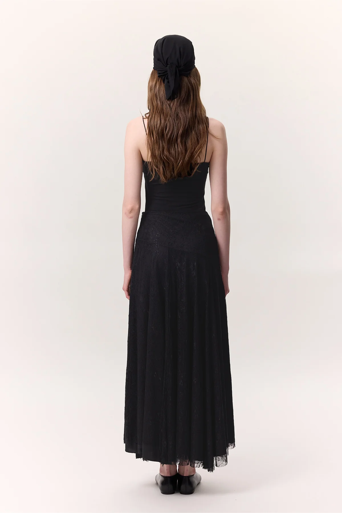 Lace Detail Wide Skirt Black - Image 8