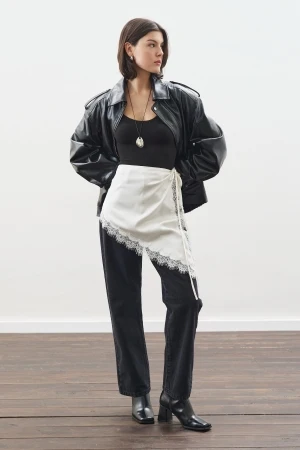 Lace Trim Waist Belt Ecru - Image 3
