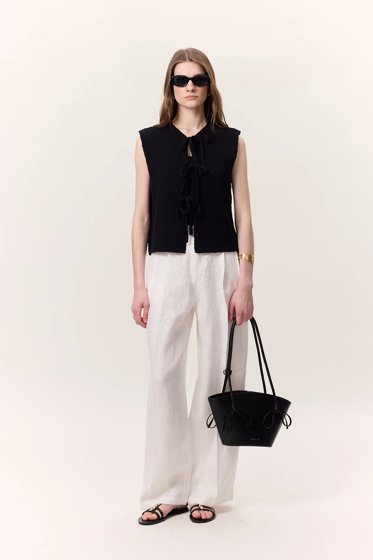 Lace-Up Knit Vest Black - Image 3