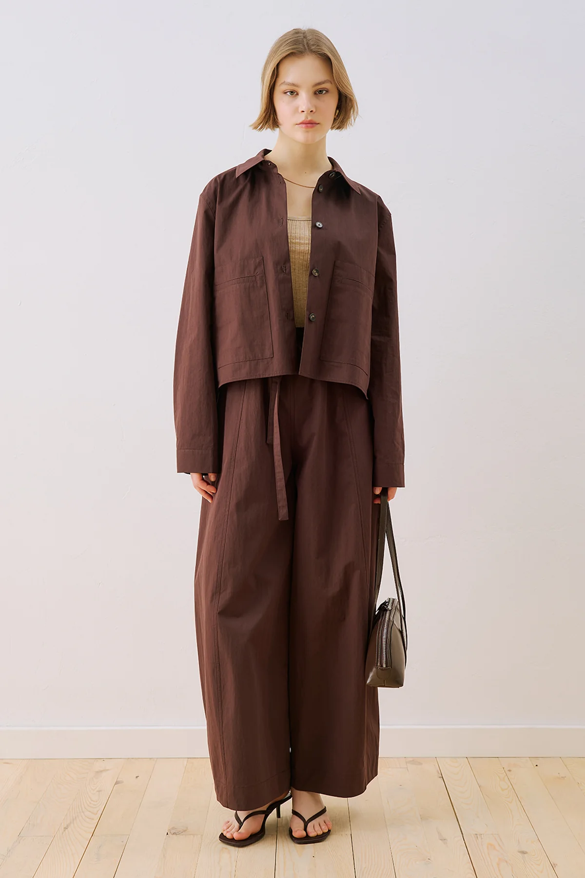 Elastic Waist Barrel Trousers Brown - Image 2