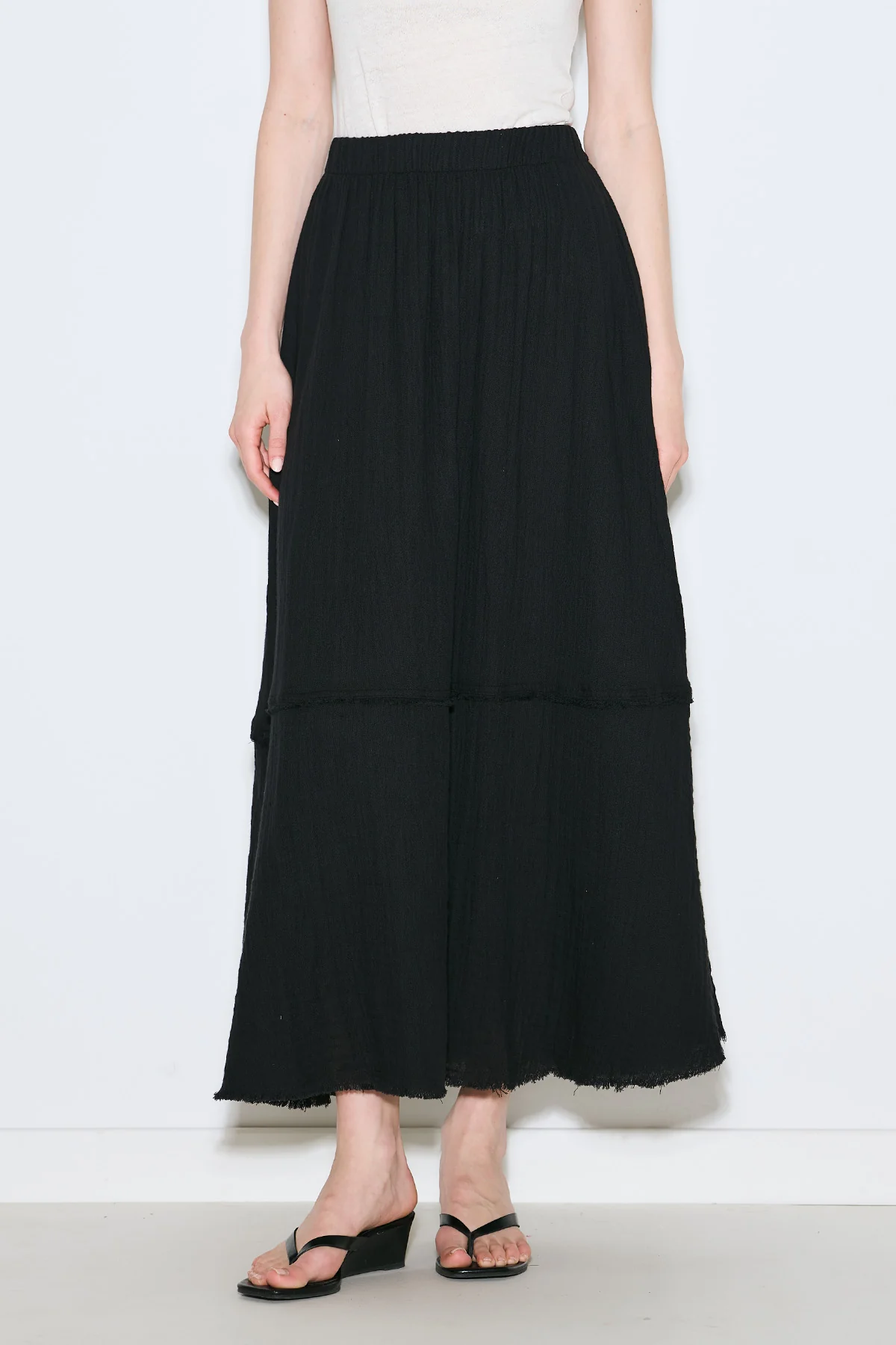 Layered Muslin Maxi Skirt Black - Image 3