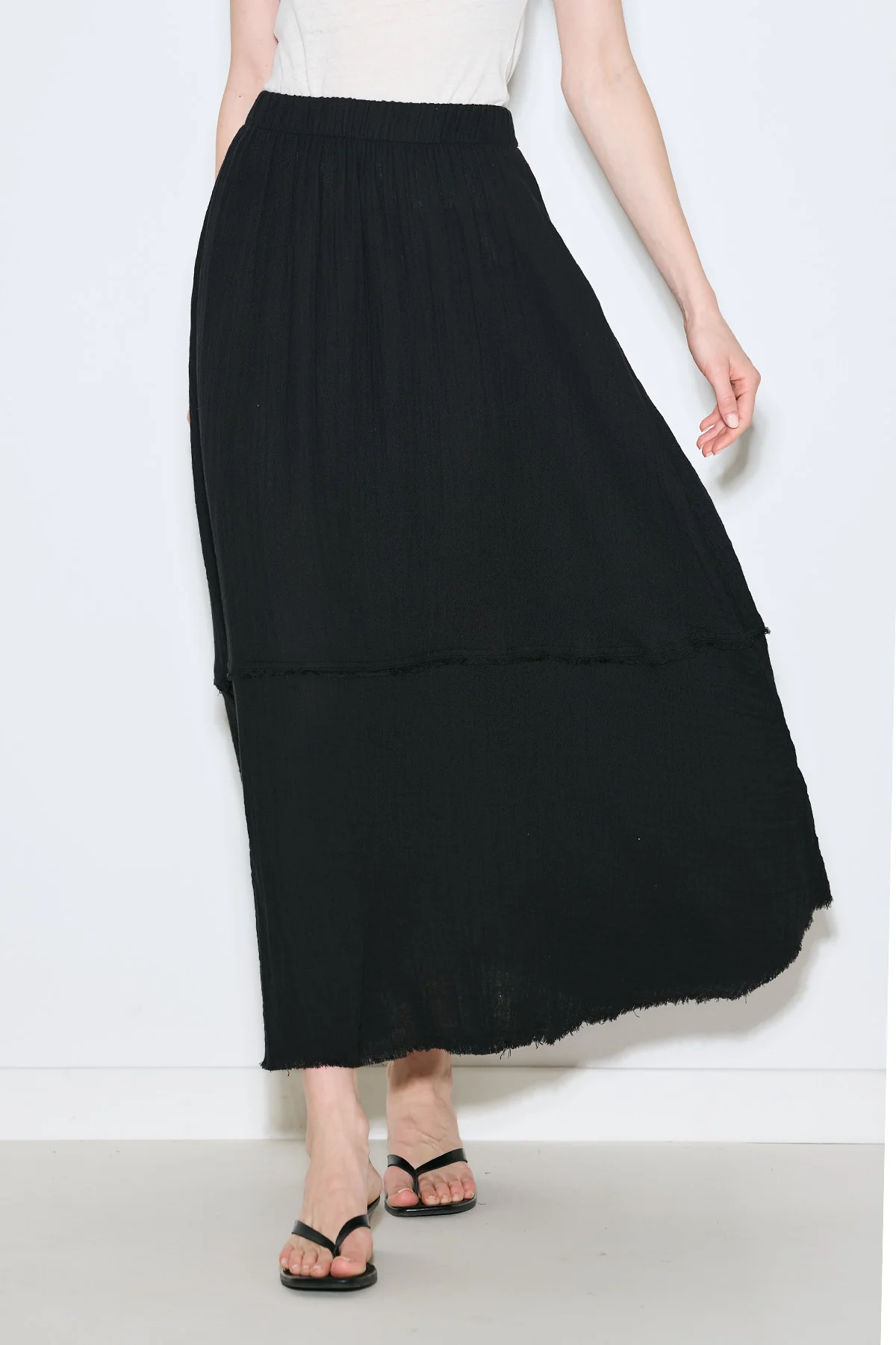 Layered Muslin Maxi Skirt Black - Image 4