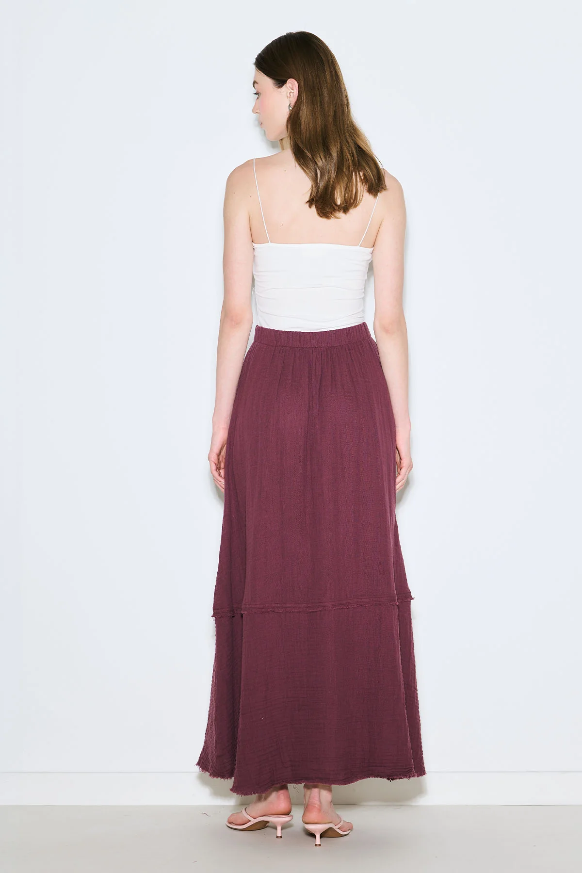 Layered Muslin Maxi Skirt Damson - Image 7
