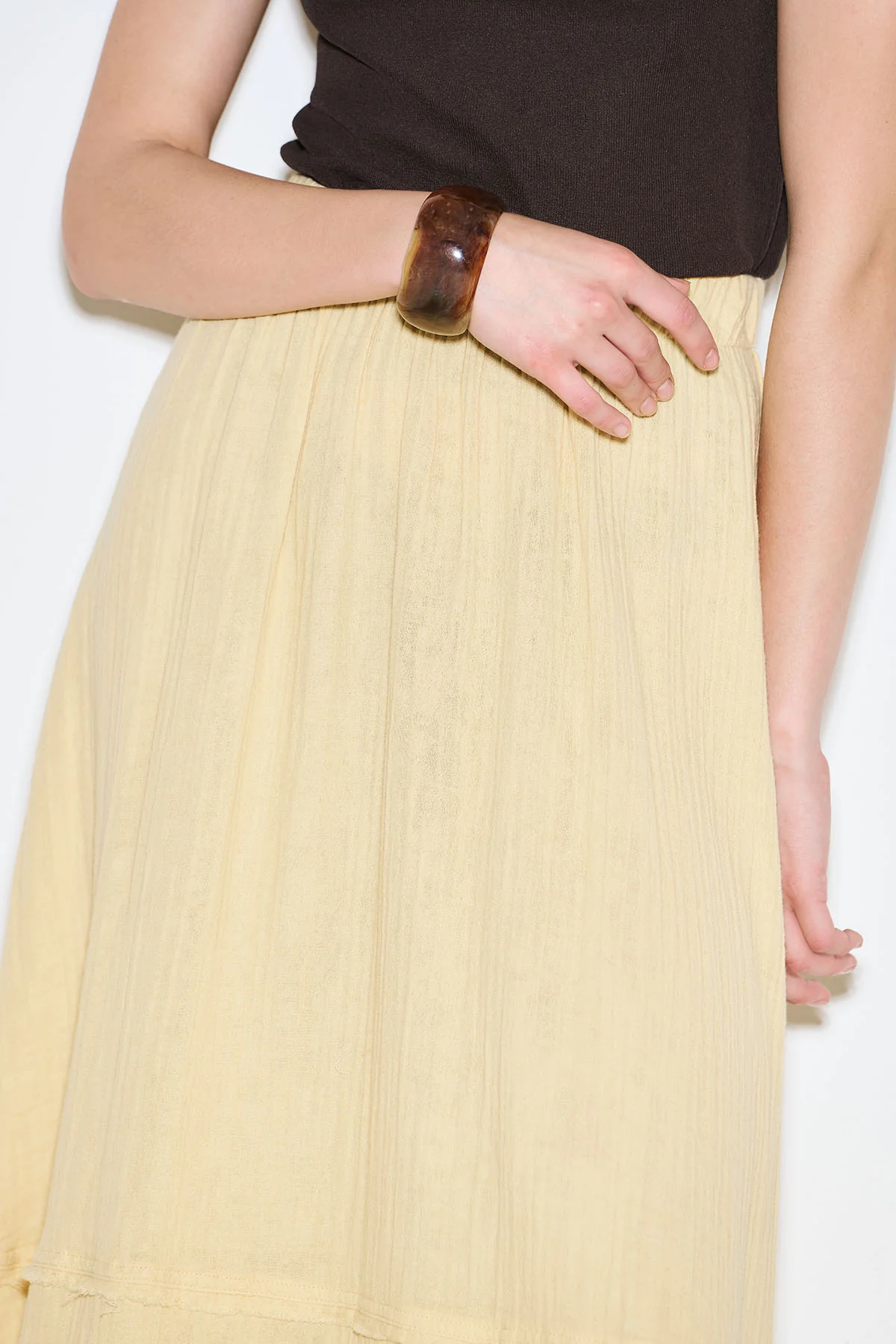Layered Muslin Maxi Skirt Yellow - Image 5