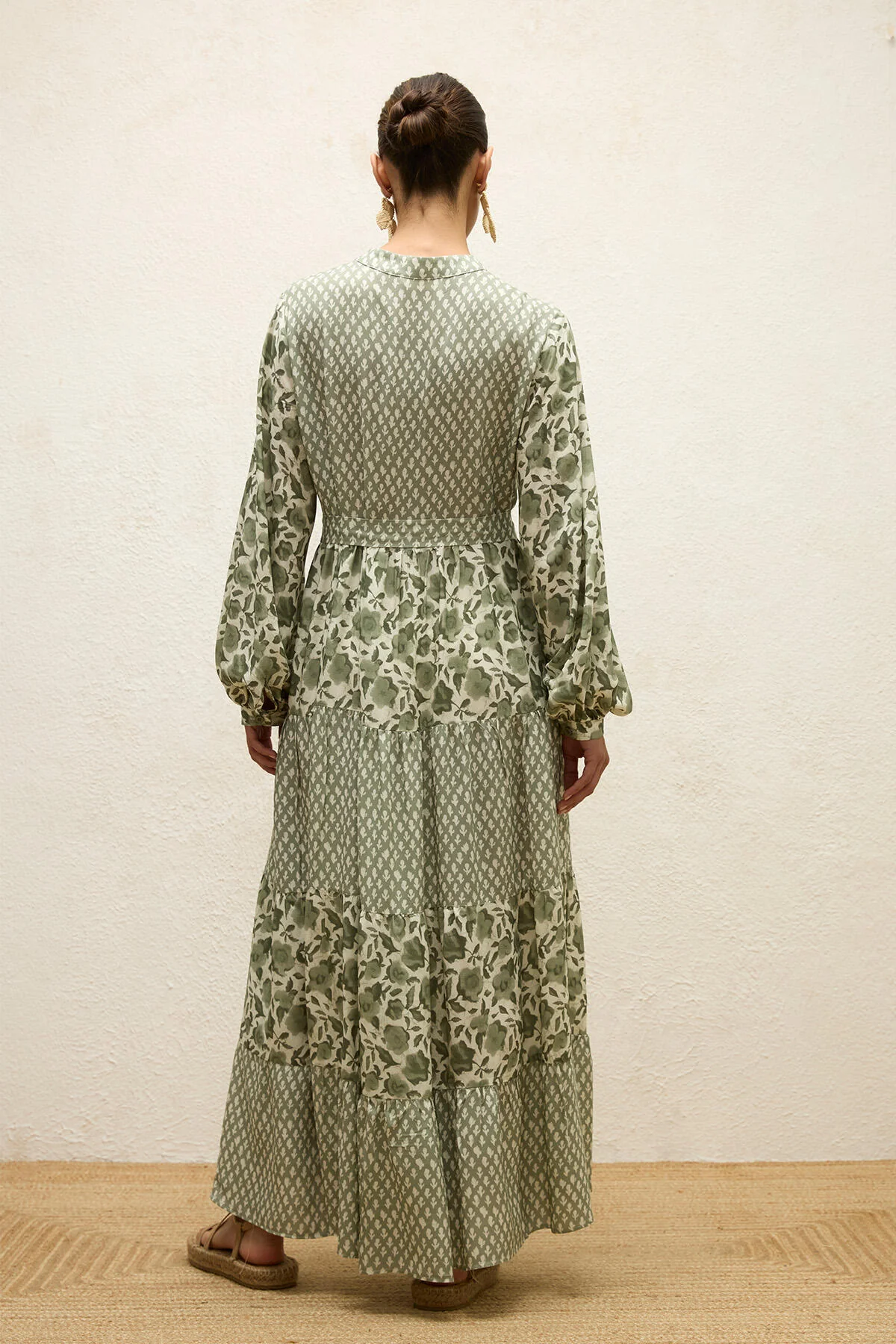 Layered Patterned Viscose Dress Green Simone - Image 8