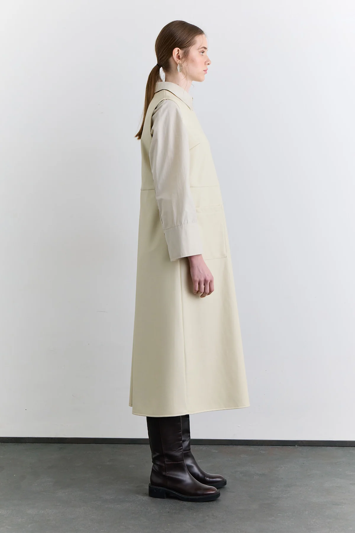 Leather Dress With Pocket Detail Vanilla - Image 4