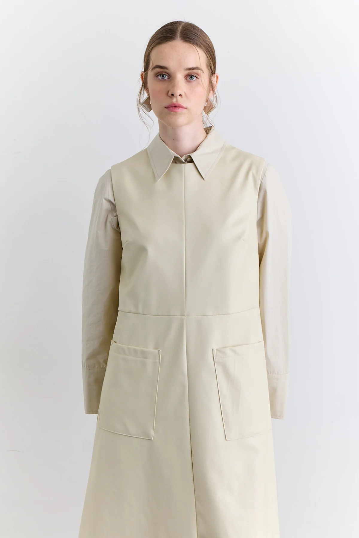 Leather Dress With Pocket Detail Vanilla - Image 9