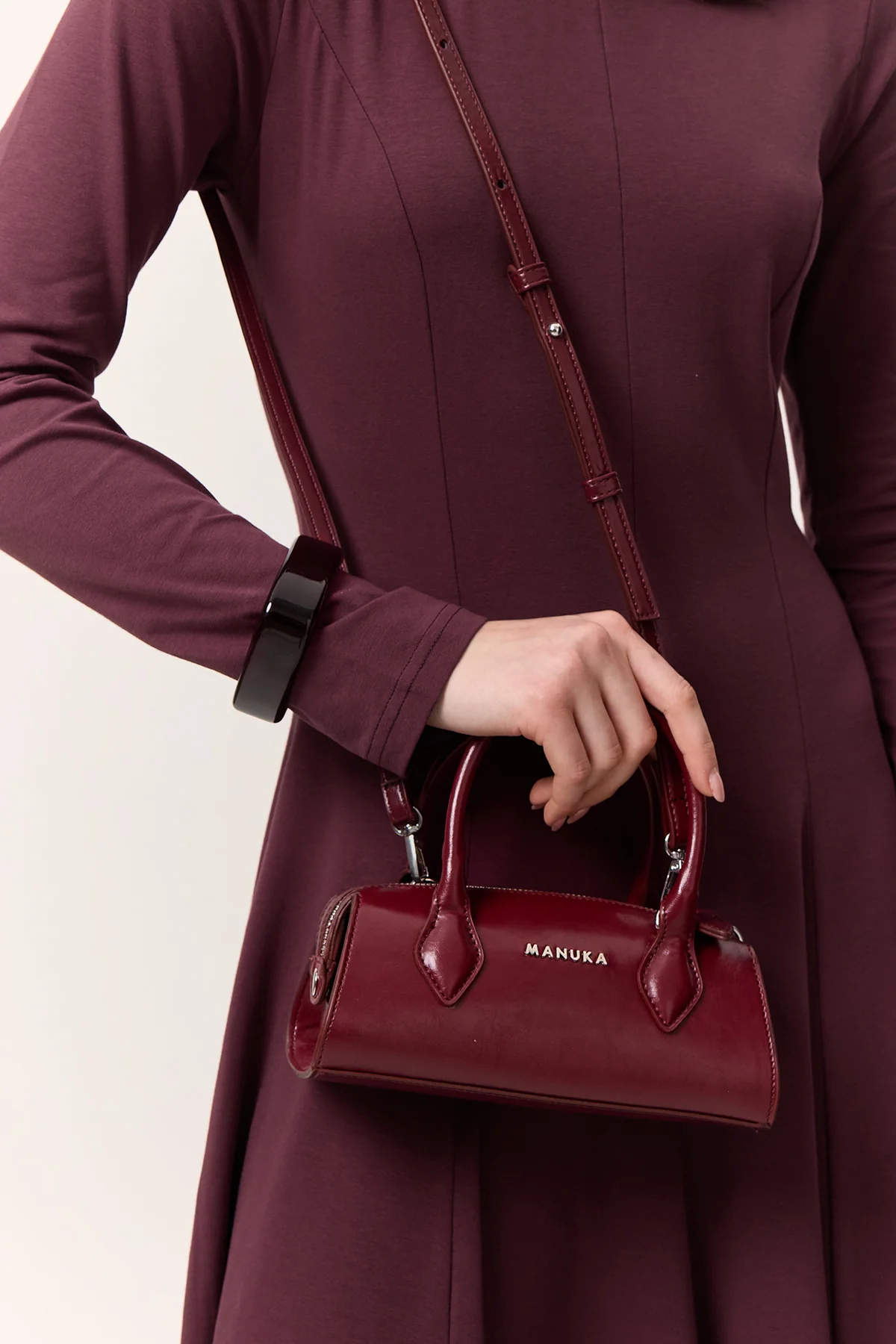 Leather Polo Mini Bag Burgundy - Image 2