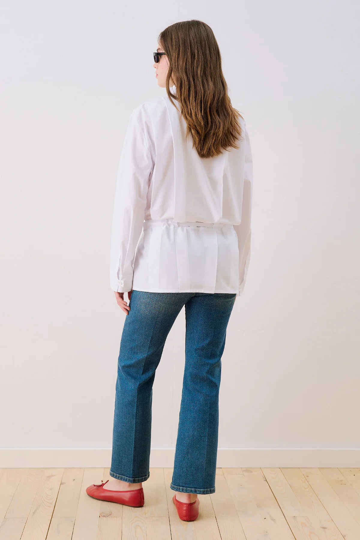 Leni Pleat Detail Shirt Ecru - Image 8