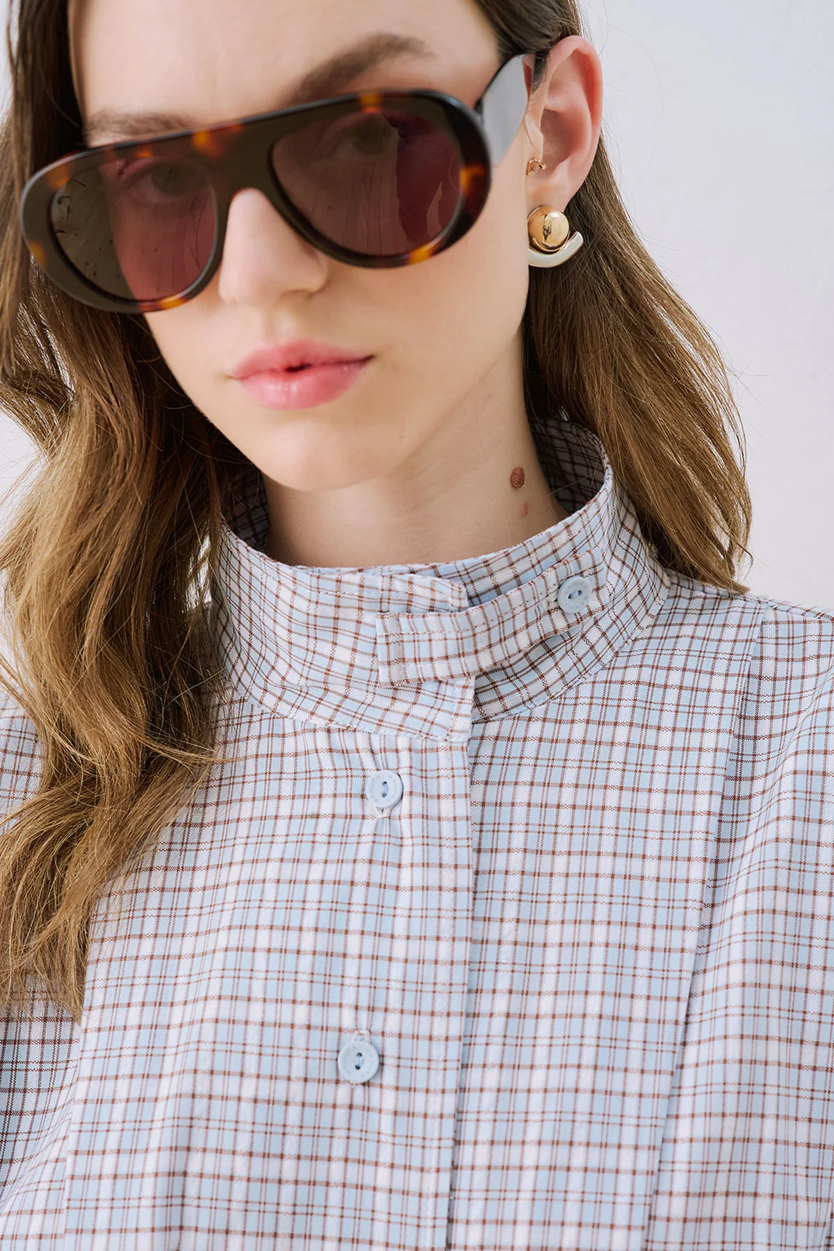 Leni Pleat Detail Shirt Blue - Image 7