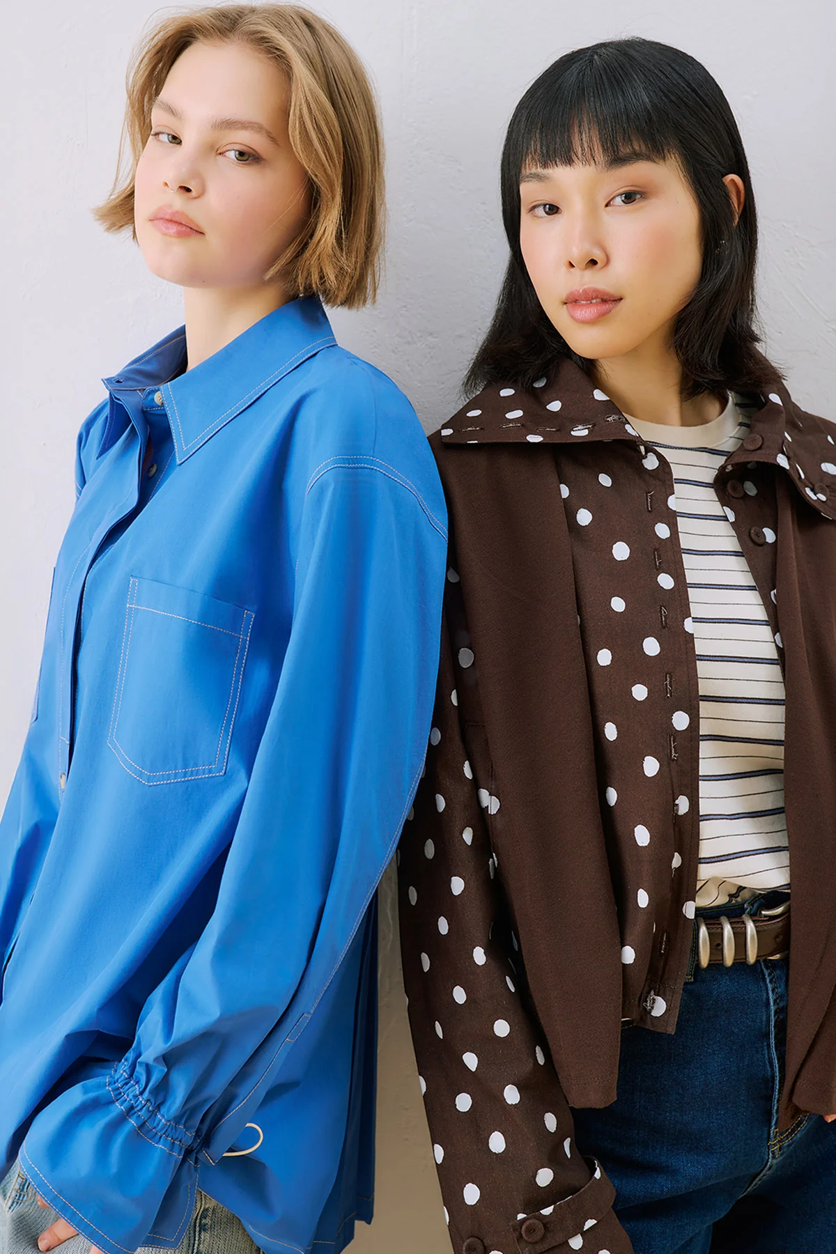 Lenny Pleat Detail Shirt Blue
