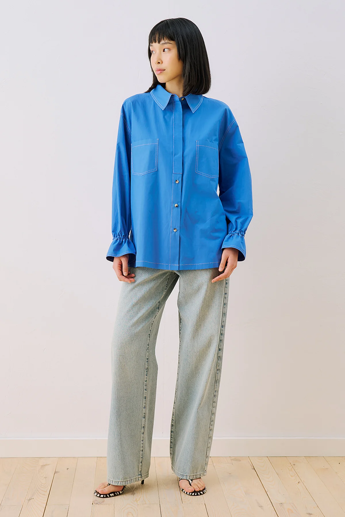 Lenny Pleat Detail Shirt Blue - Image 6