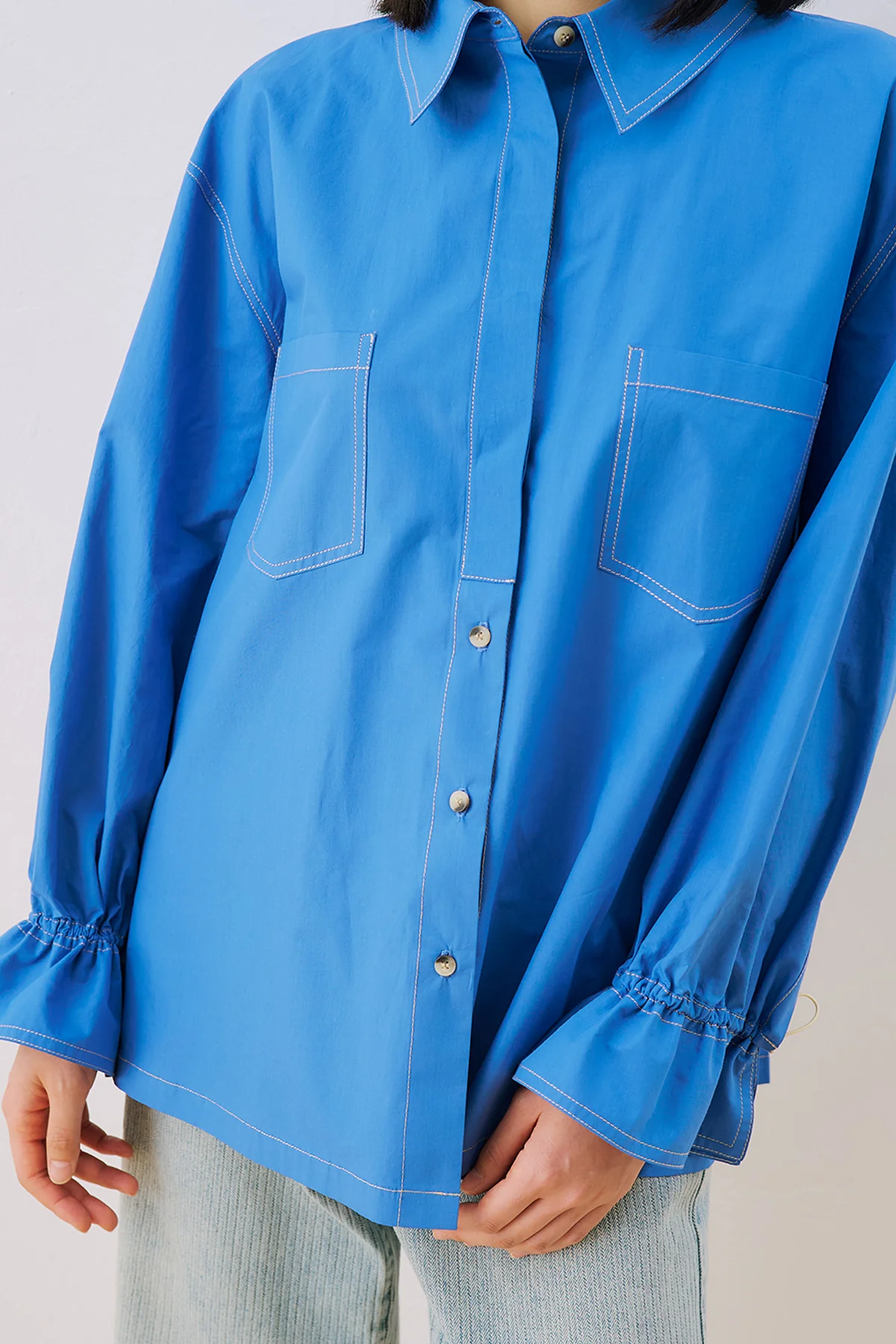 Lenny Pleat Detail Shirt Blue - Image 8