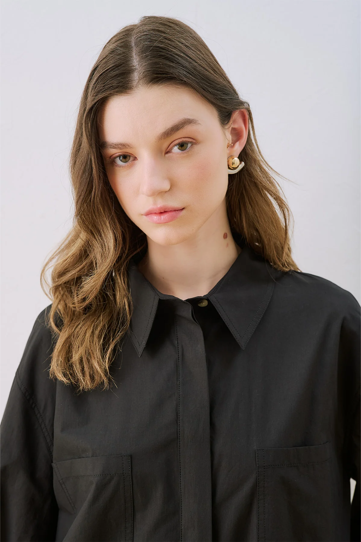 Lenny Pleat Detail Shirt Black - Image 4