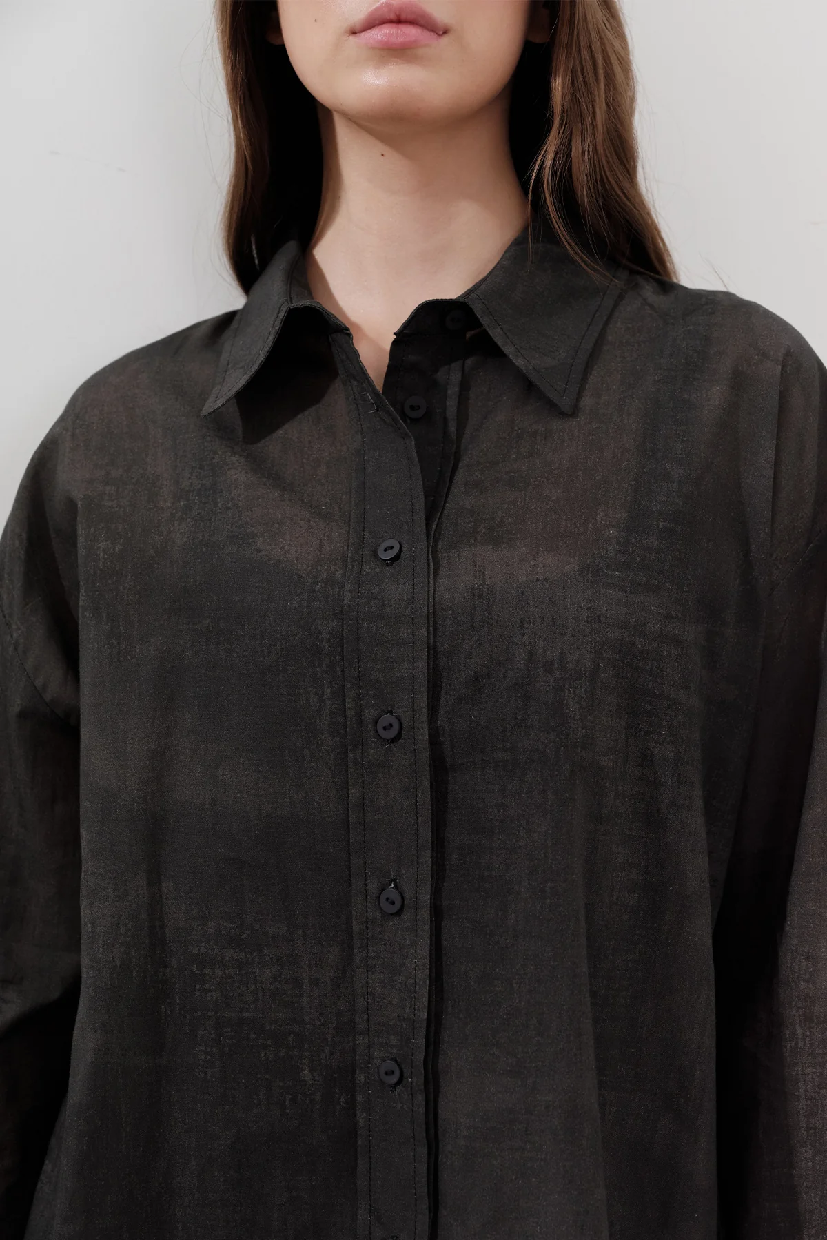 Lightweight Patterned Cotton Shirt Anthracite - Image 3