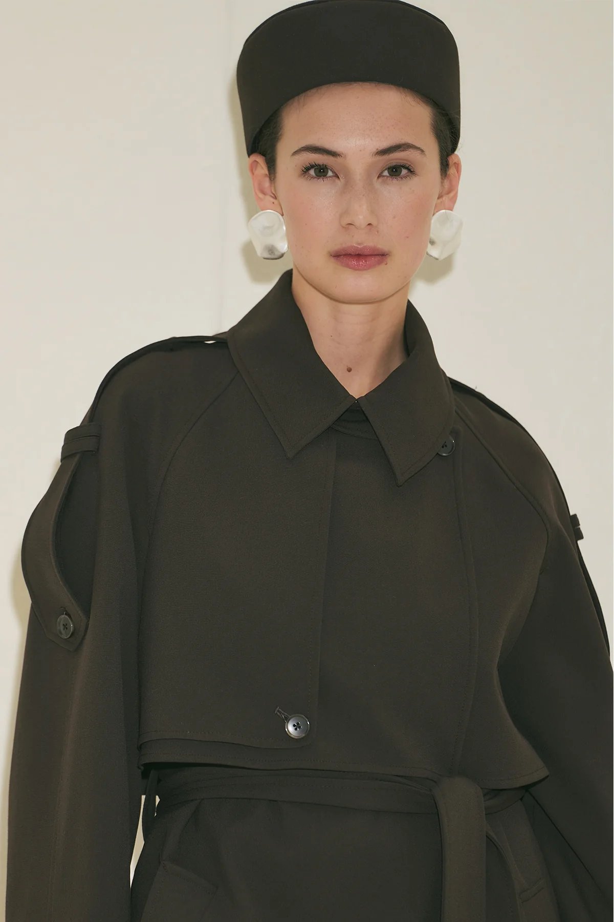 Limited Edition Wide Sleeve Trench Coat Dark Brown - Image 13