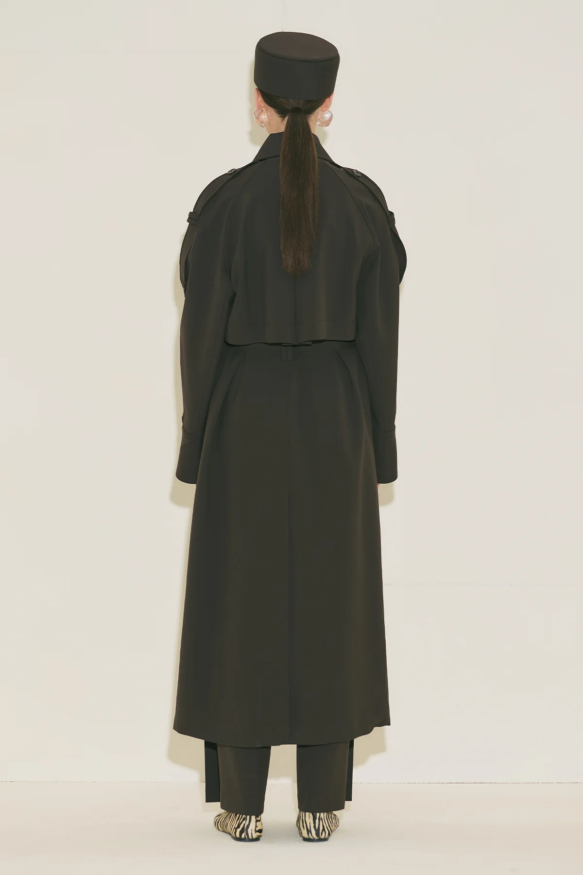 Limited Edition Wide Sleeve Trench Coat Dark Brown - Image 8