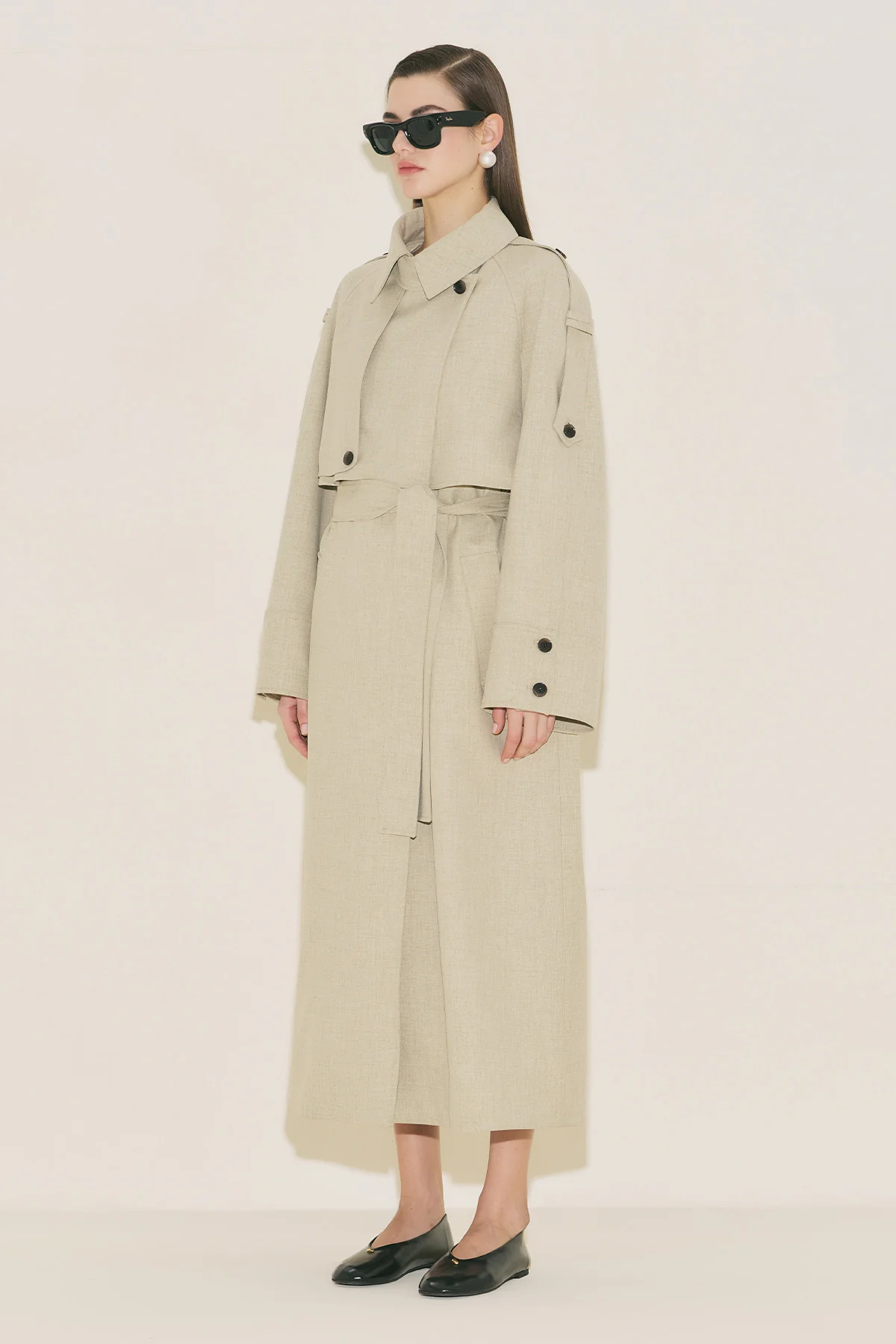 Limited Edition Wide Sleeve Trench Coat Green - Image 14