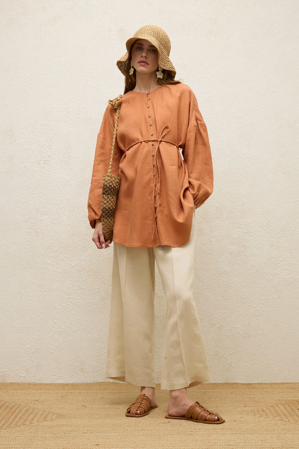 Linen Balloon Sleeve Shirt Tile - Image 3