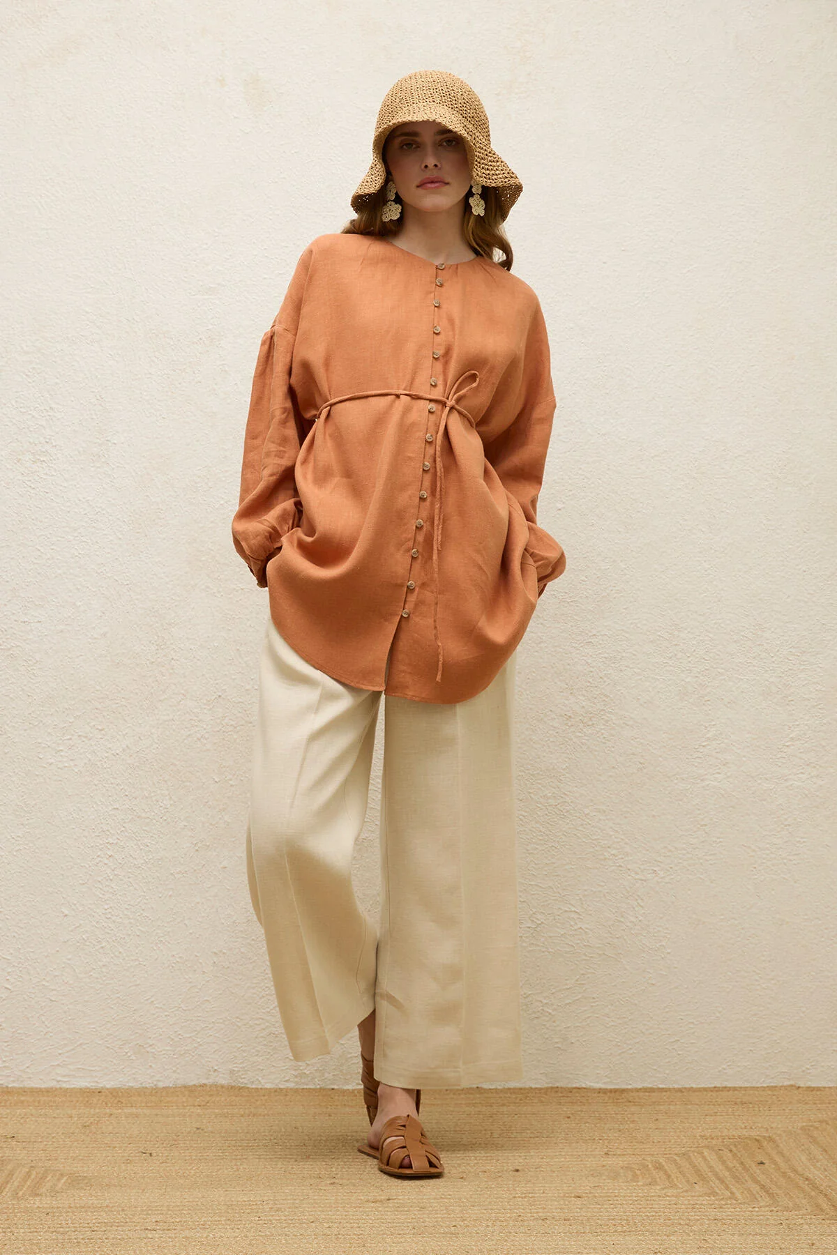 Linen Balloon Sleeve Shirt Tile - Image 4