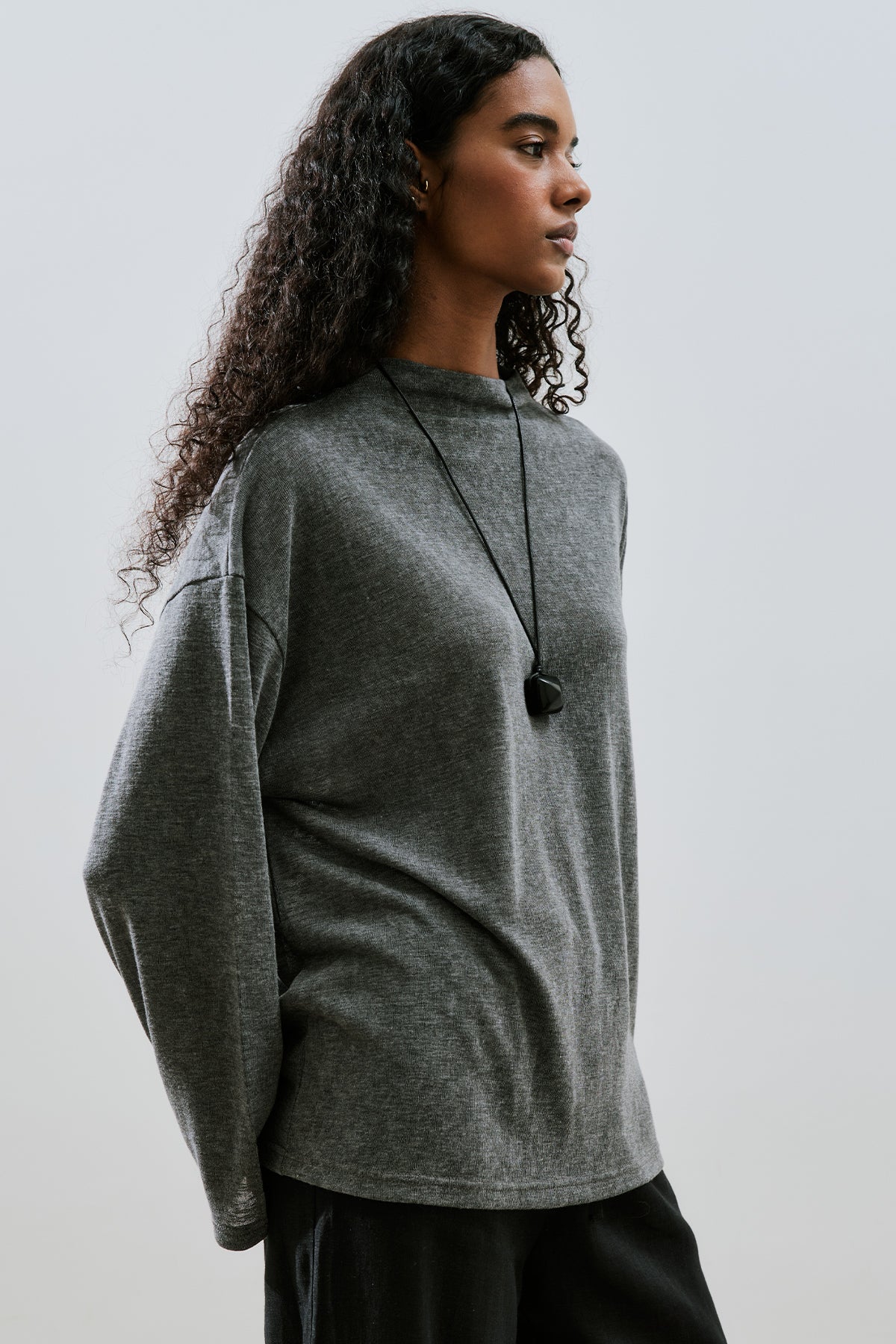 Linen Blend Blouse Anthracite - Image 6