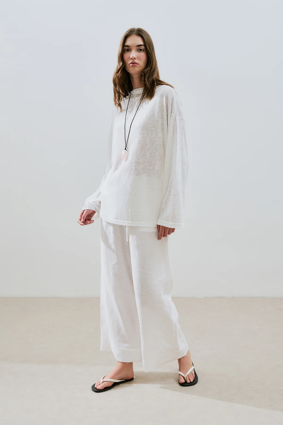 Linen Blend Blouse Ecru - Image 6