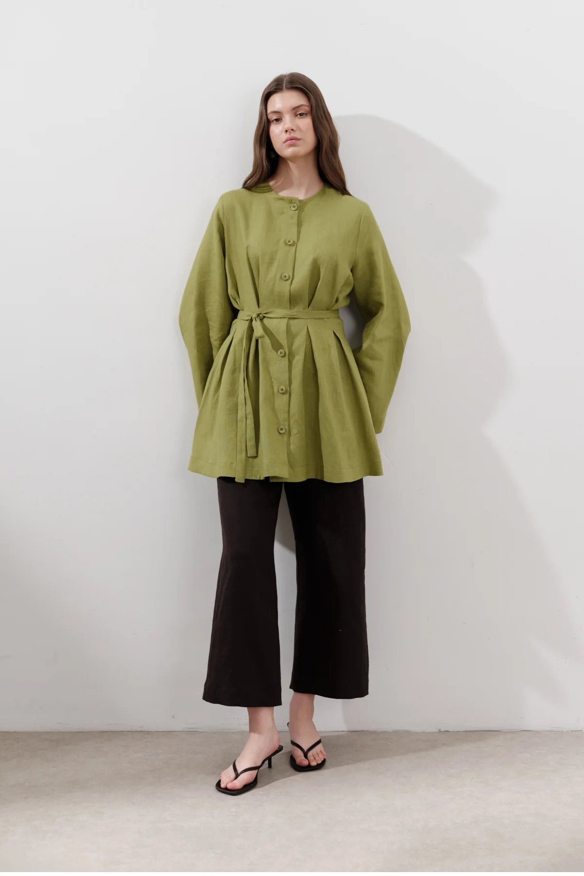 Linen Darted Tunic Apple Green - Image 5