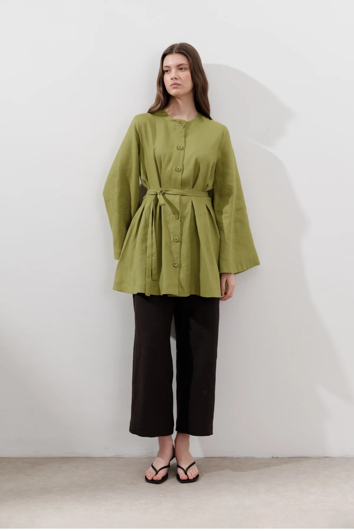Linen Darted Tunic Apple Green - Image 7
